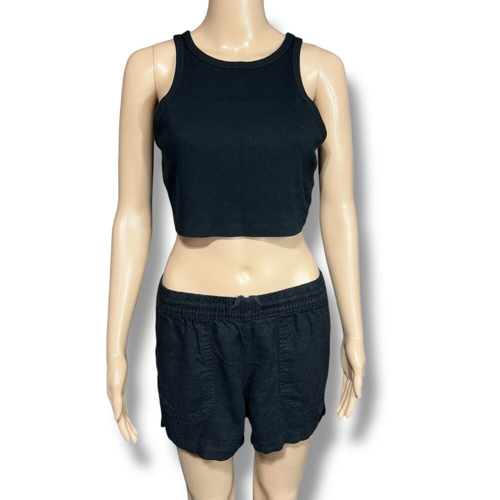 Wild Fable Womens Crop Top Tank Top Sleeveless Ribbed Black Stretchy Large